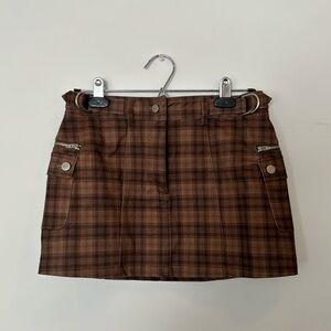 With Jean plaid mini skirt - small
